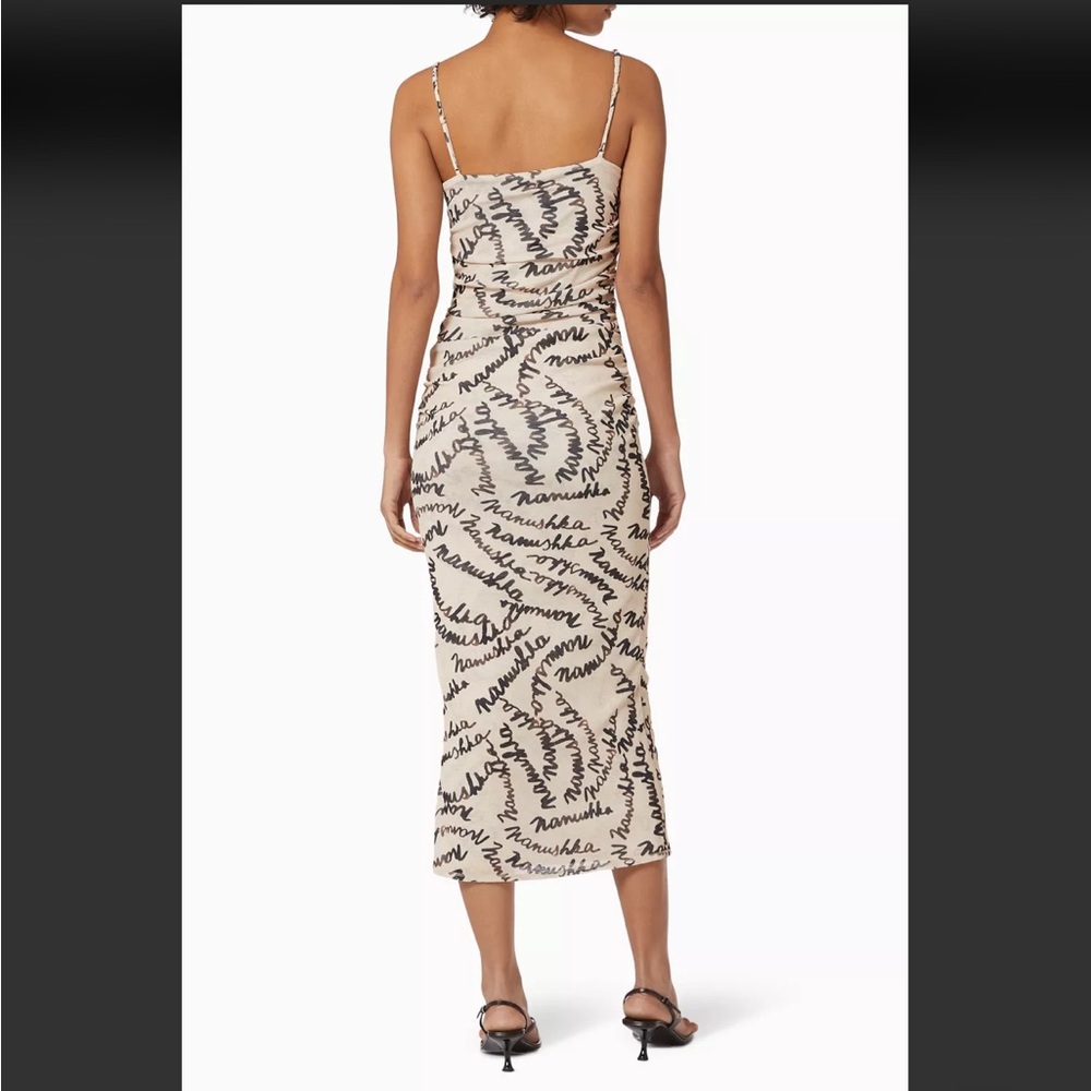 Nanushka Alexa Ruched Mesh Jersey Midi Dress size L - Picture 9 of 10